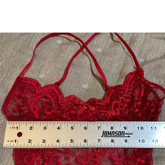 Women’s Sexy Red Lace Lingerie Stretchy Bodysuit NEW - Picture 6 of 8